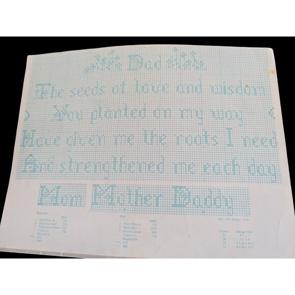 For Parents Cross Stitch Patterns Harriet Tew Leaflet 10 Mother Father 1980 - Picture 2 of 3